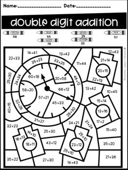 Double Digit Addition Color By Number