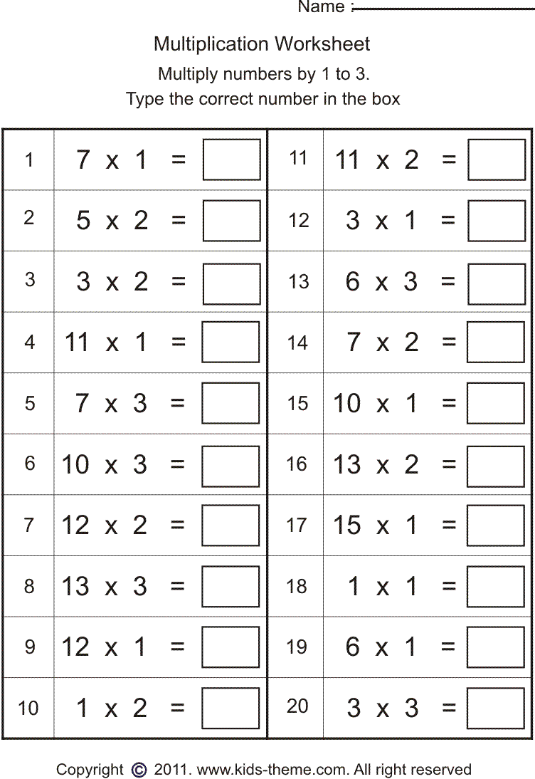 Multiplication Worksheets Grade 2 Free Printable