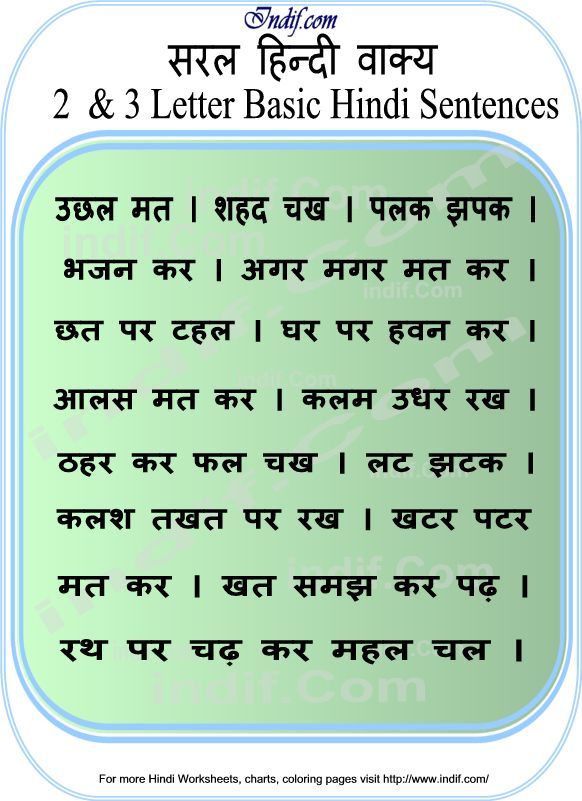 Beginner Simple Hindi Comprehension For Class 1