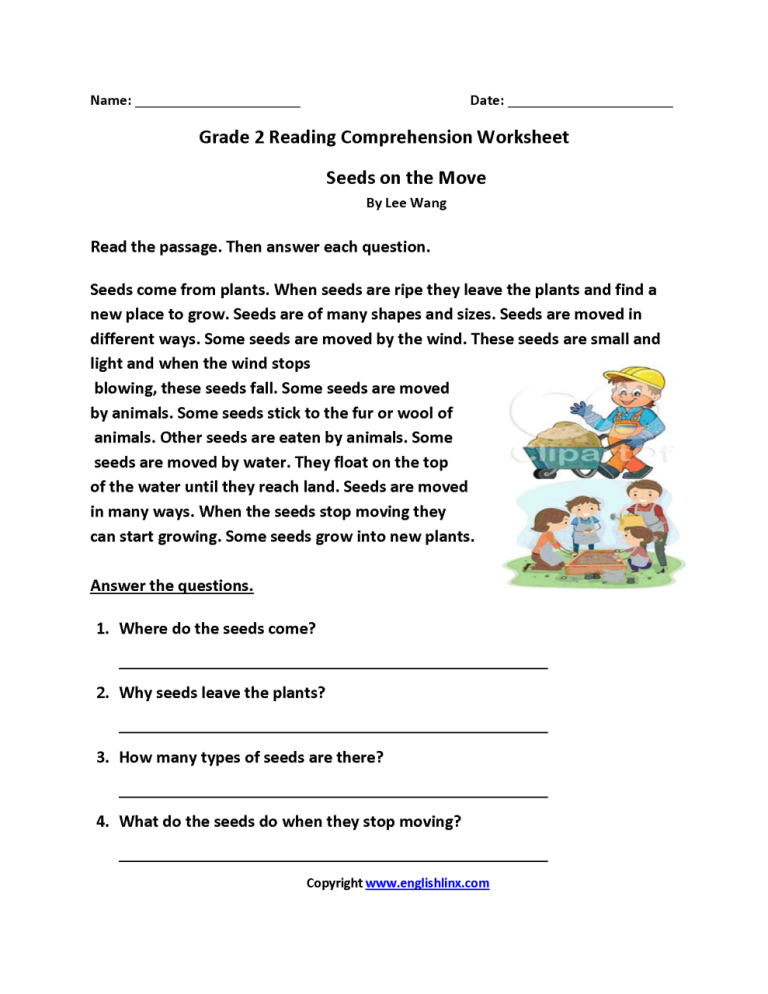 Reading Comprehension Worksheets For 2nd Grade