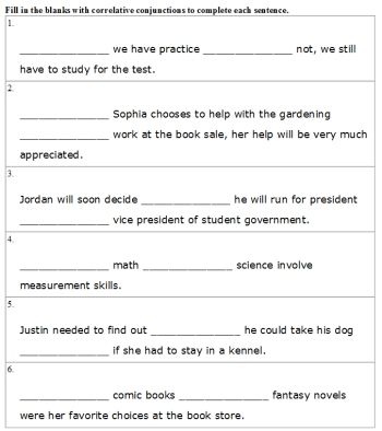 Coordinating Conjunction Worksheet With Answers