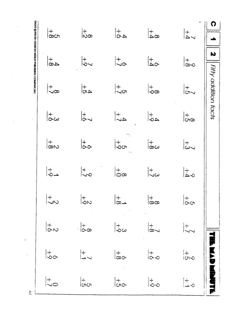 Minute Math Worksheets 5th Grade