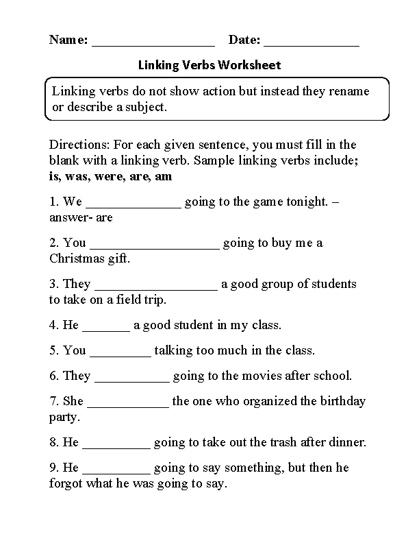 Identifying Verbs Worksheet For Grade 2