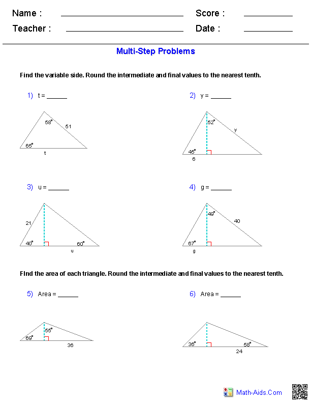 Sohcahtoa Practice Worksheet Pdf