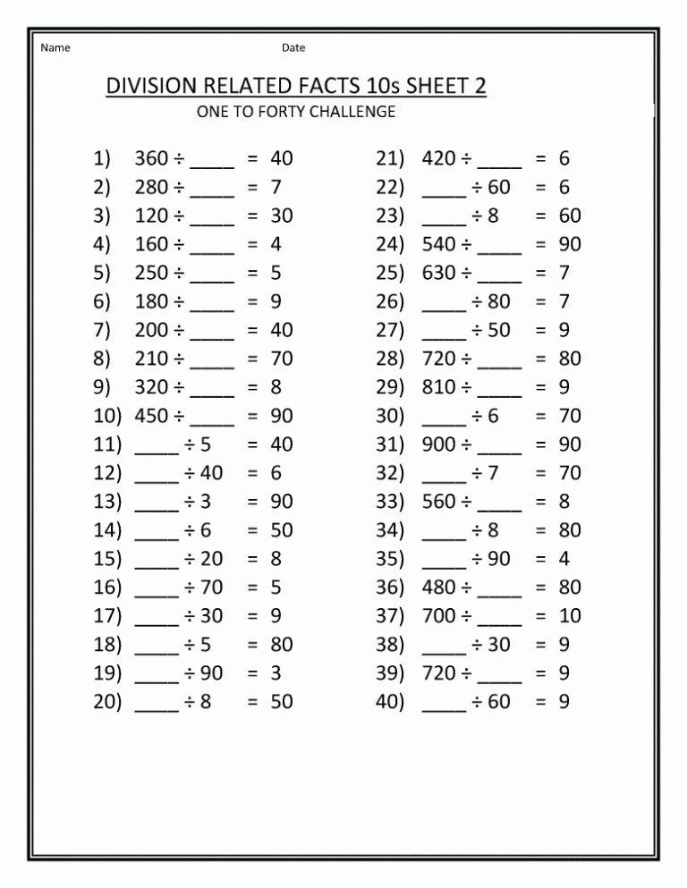 Free Printable 4th Grade Math Worksheets Grade 4