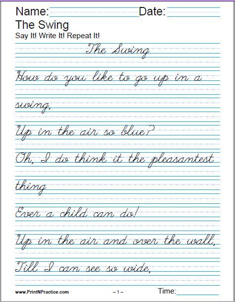 Cursive Handwriting Practice For Adults