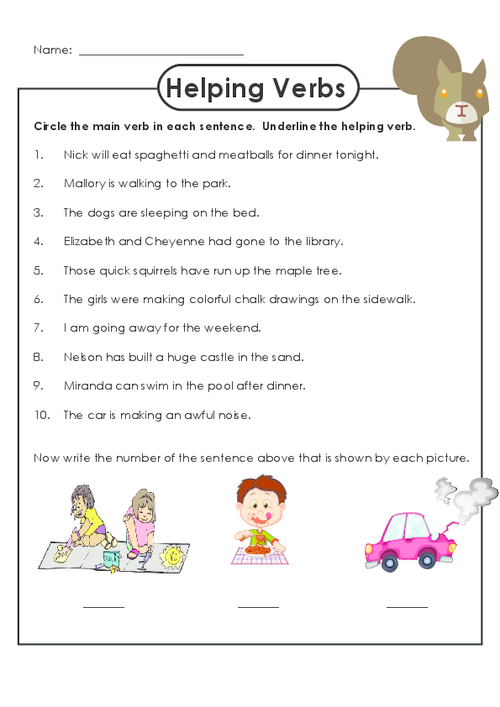 Identifying Verbs Worksheet For Grade 1