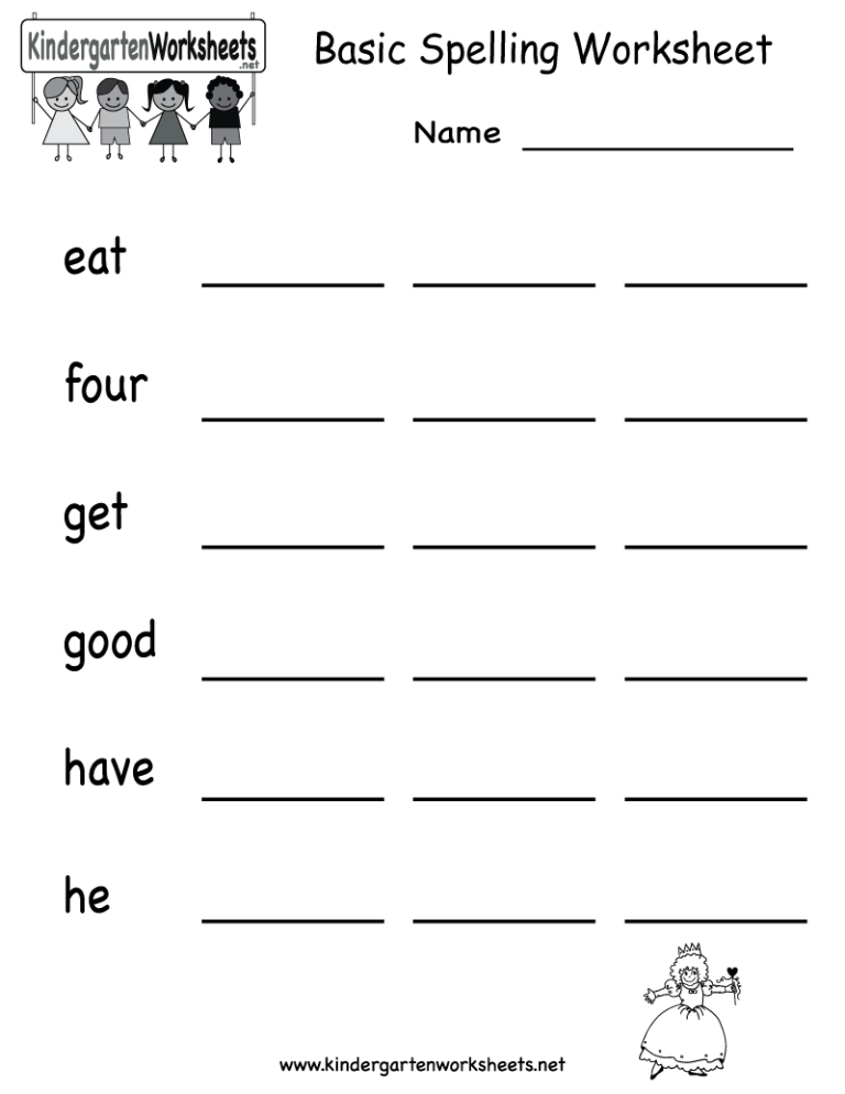 Easy Spelling Worksheets For Kindergarten