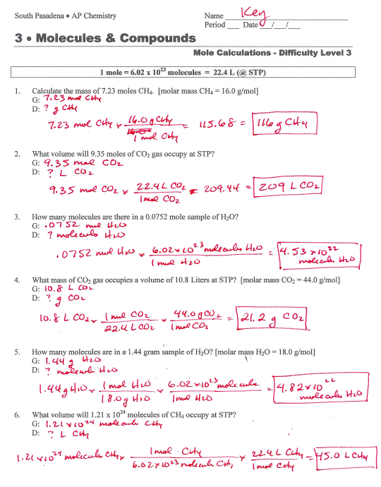 Molarity Practice Problems Worksheet