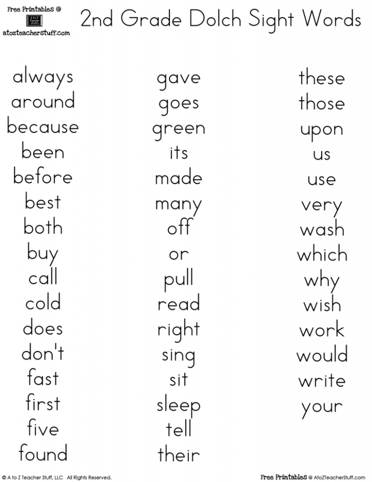 Sight Word Worksheets 2nd Grade Pdf