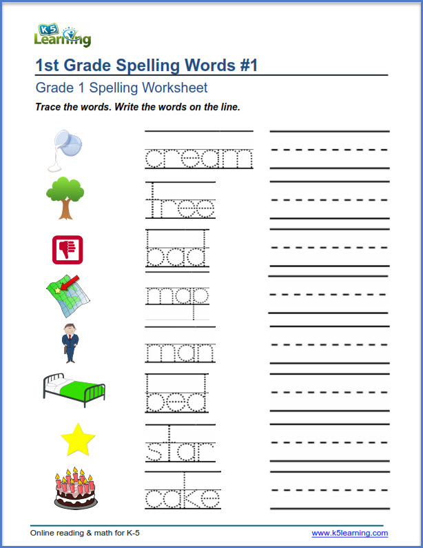 Spelling Worksheets Grade 1