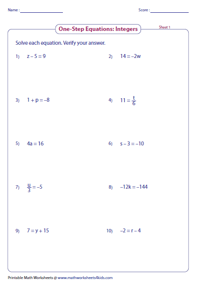 9th Grade Multi Step Equations With Fractions Worksheet