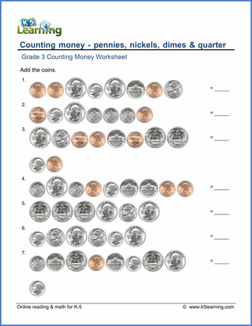 Counting Money Worksheets For 3rd Grade