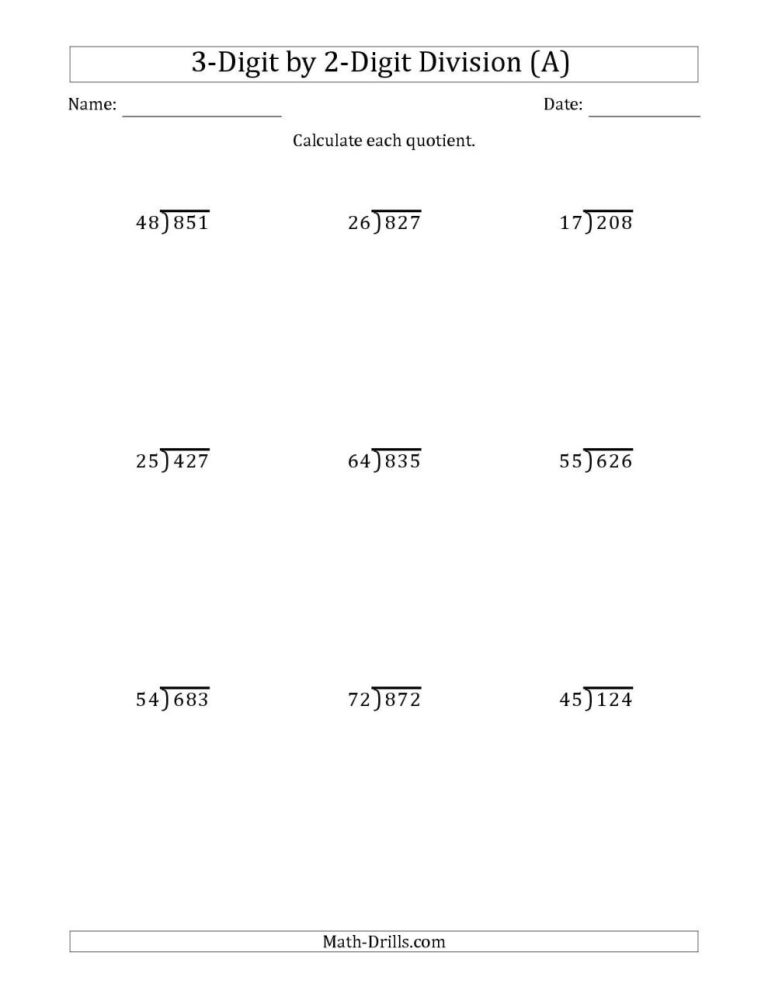 Grade 7 Long Division Worksheets Pdf