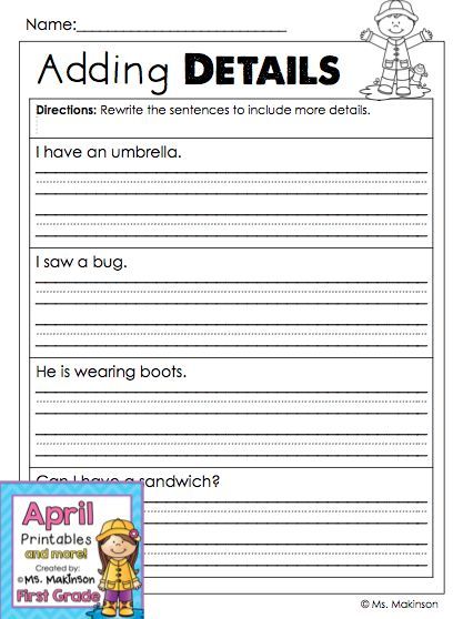 Writing Sheets For First Graders