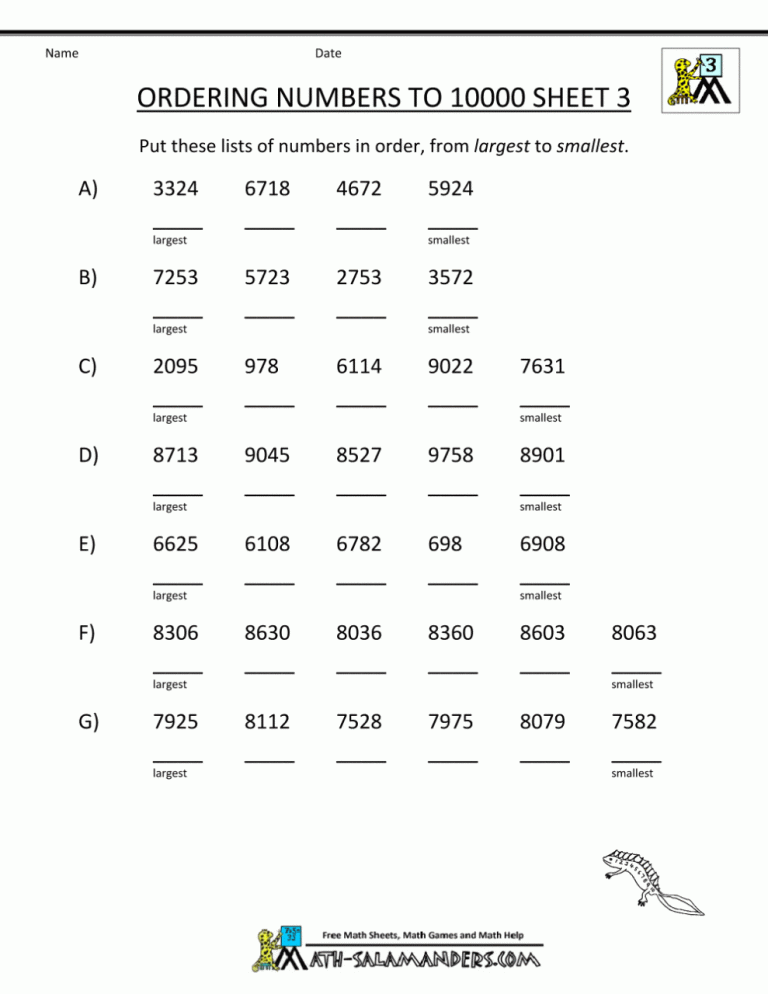 Counting Numbers 1-1000 Worksheets