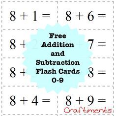 Addition Facts To 20 Flashcards