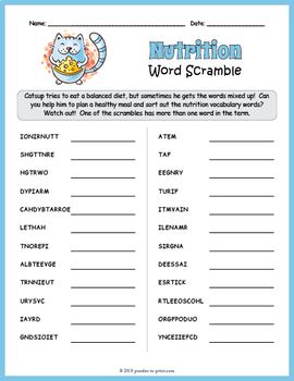 Word Scramble Worksheet