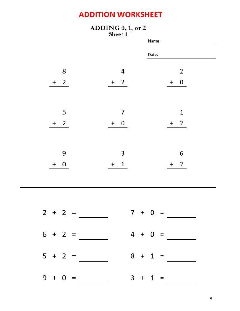 Grade 1 Simple Addition Worksheets