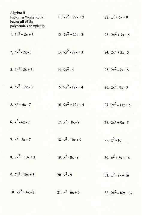 More Factoring Trinomials Worksheet Answers