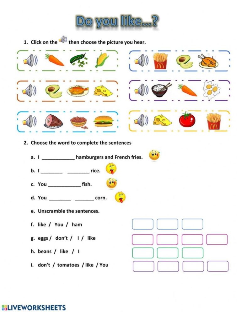 Live Interactive Worksheets For Kindergarten