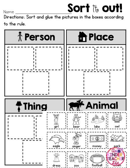 Preschool Nouns Worksheet For Kindergarten