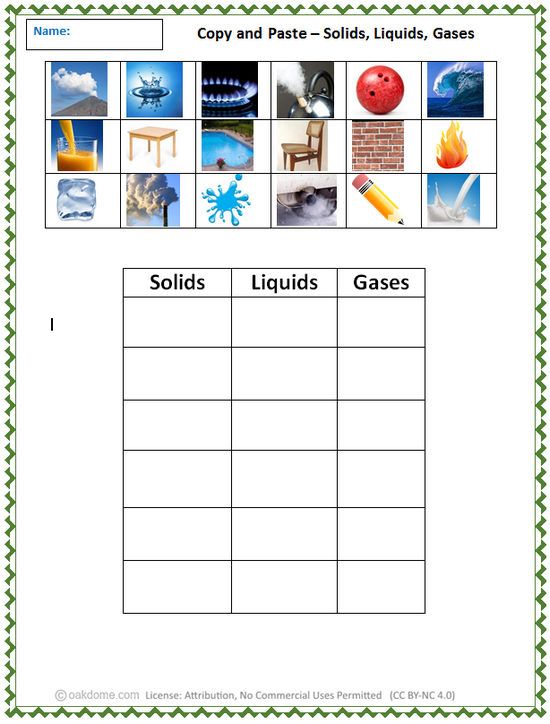 Solid Liquid Gas Worksheet