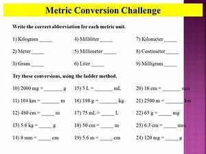 Metric Conversion Ladder Method Worksheet Answers