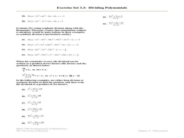 Multiplying And Dividing Polynomials Worksheet With Answers