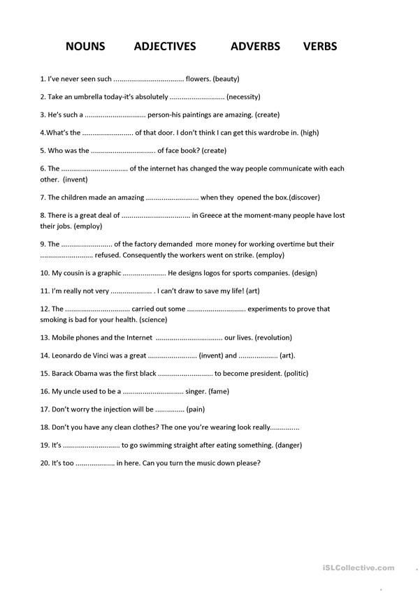 Parallel Structure Worksheet 1 Answer Key