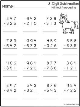 3 Digit Subtraction With Regrouping