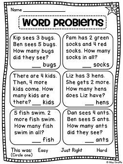 First Grade Math Addition Word Problems