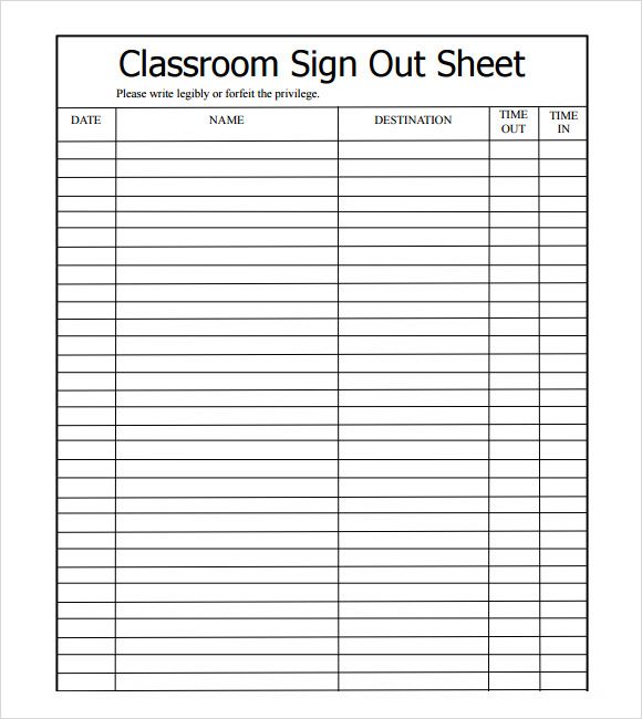 Printable Sign In Sheet Sample