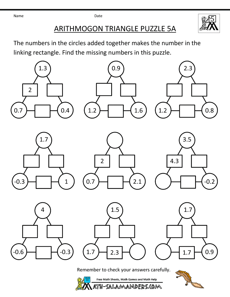 Puzzle Worksheets For 5th Grade