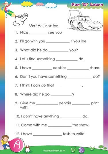 English Worksheets For Grade 5