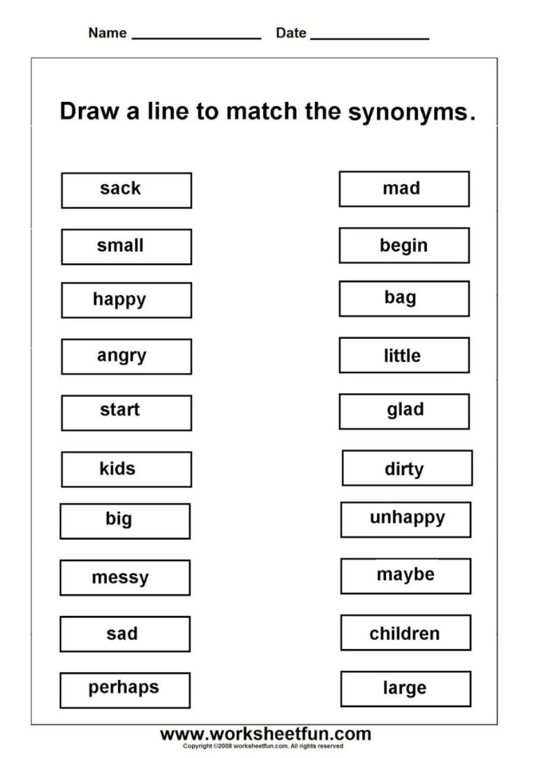 1st Grade Synonyms And Antonyms Worksheet