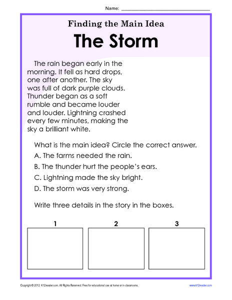 Main Idea Worksheets 1st Grade Pdf