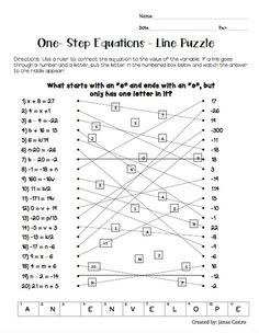 7th Grade One Step Equations Worksheet Answers