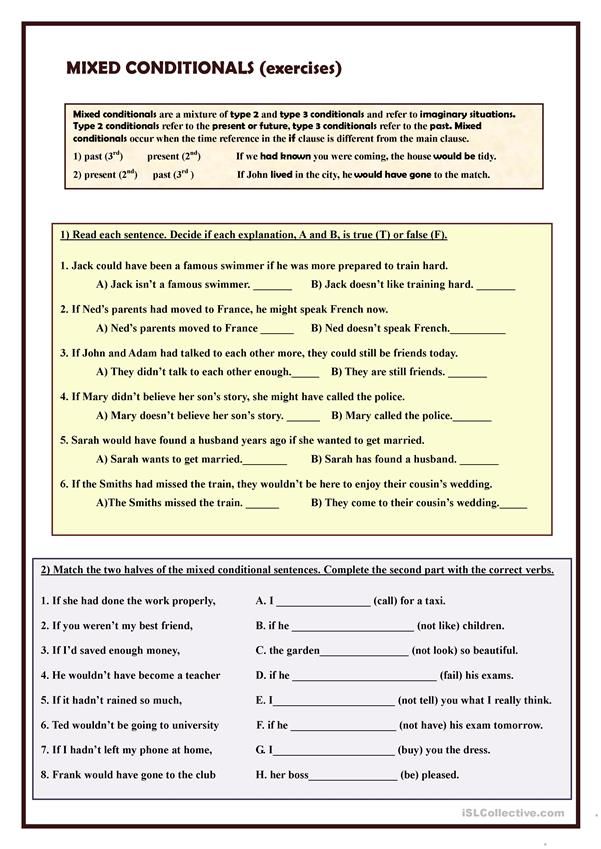 If Conditionals Worksheet