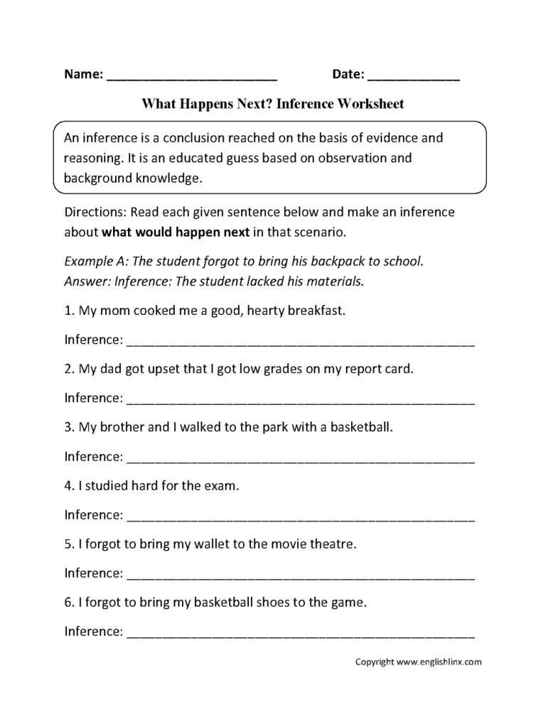 4th Grade Inference Worksheets Pdf