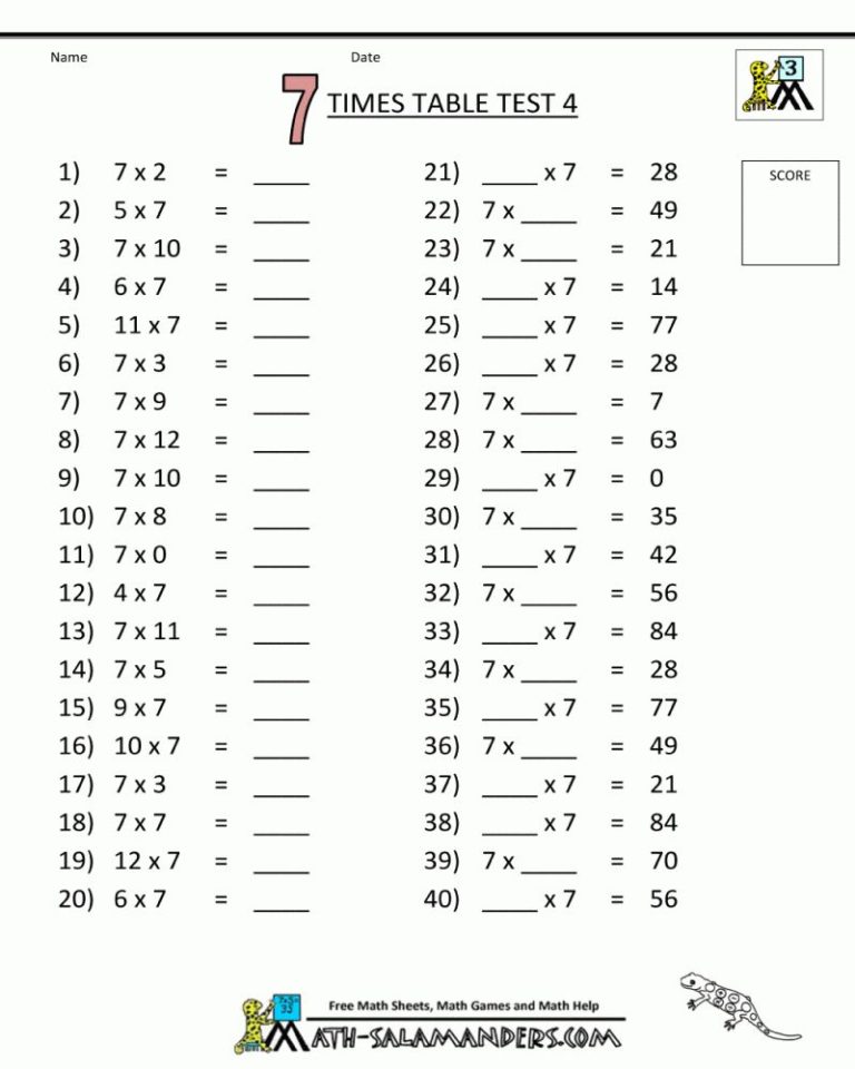 7th Grade Worksheets With Answers