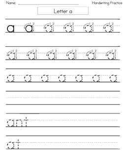 Practice Handwriting Sheets For Kids