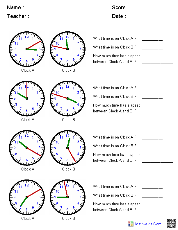 Time Worksheets Grade 3