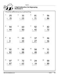 2 Digit Subtraction With Regrouping Pdf