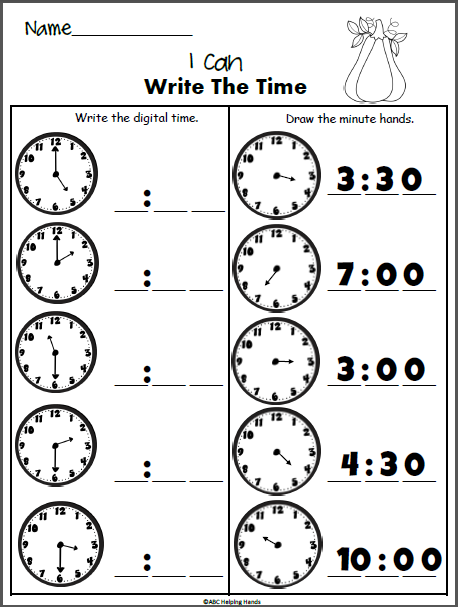 Printable Time Worksheets Grade 1