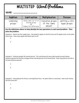 3rd Grade Two Step Multiplication And Division Word Problems