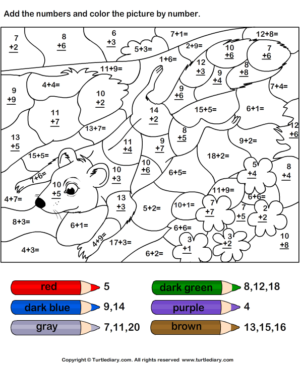 Addition Coloring Worksheets Pdf