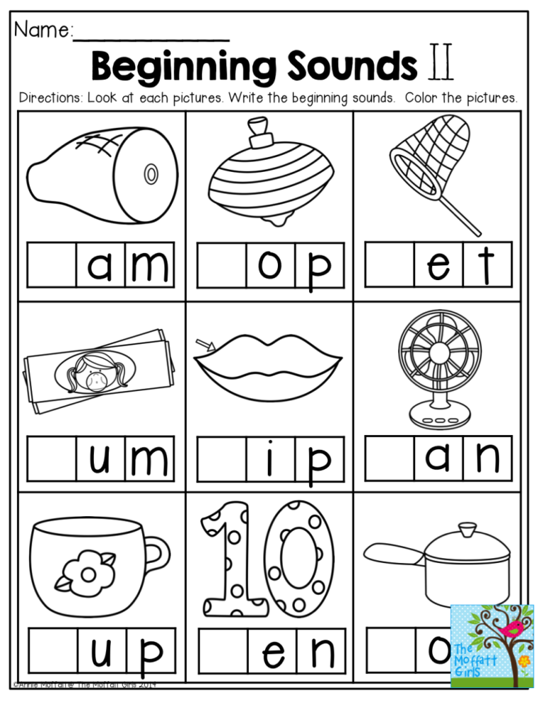 Beginning Sounds Phonics Worksheets For Kindergarten