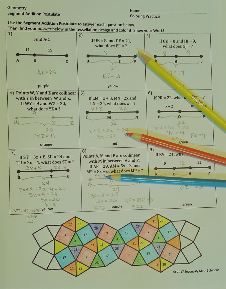 Angle Addition Postulate Worksheet Answers