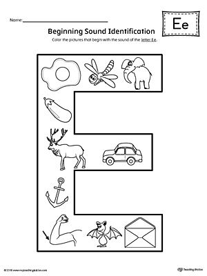 Identification Printable Letter E Worksheets For Preschool